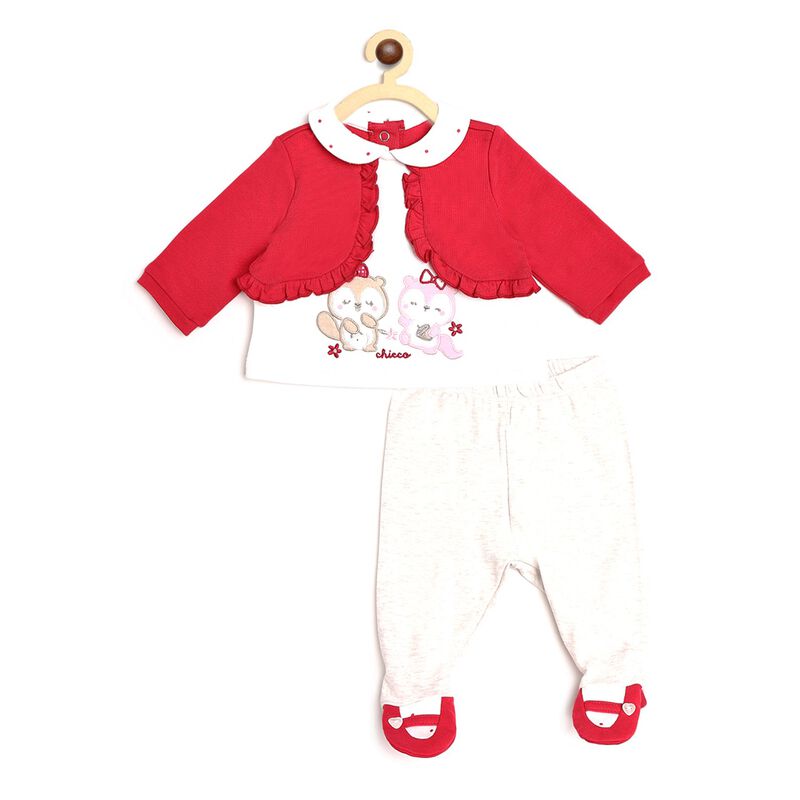 Red Smock - Legging Set With Mock Jacket (2Pc) image number null